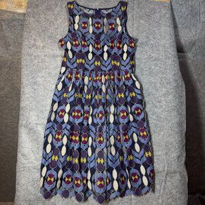 NWT Maeve By Anthropologie Geometric Lace Overlay Dress Size 12 Navy MultiColor